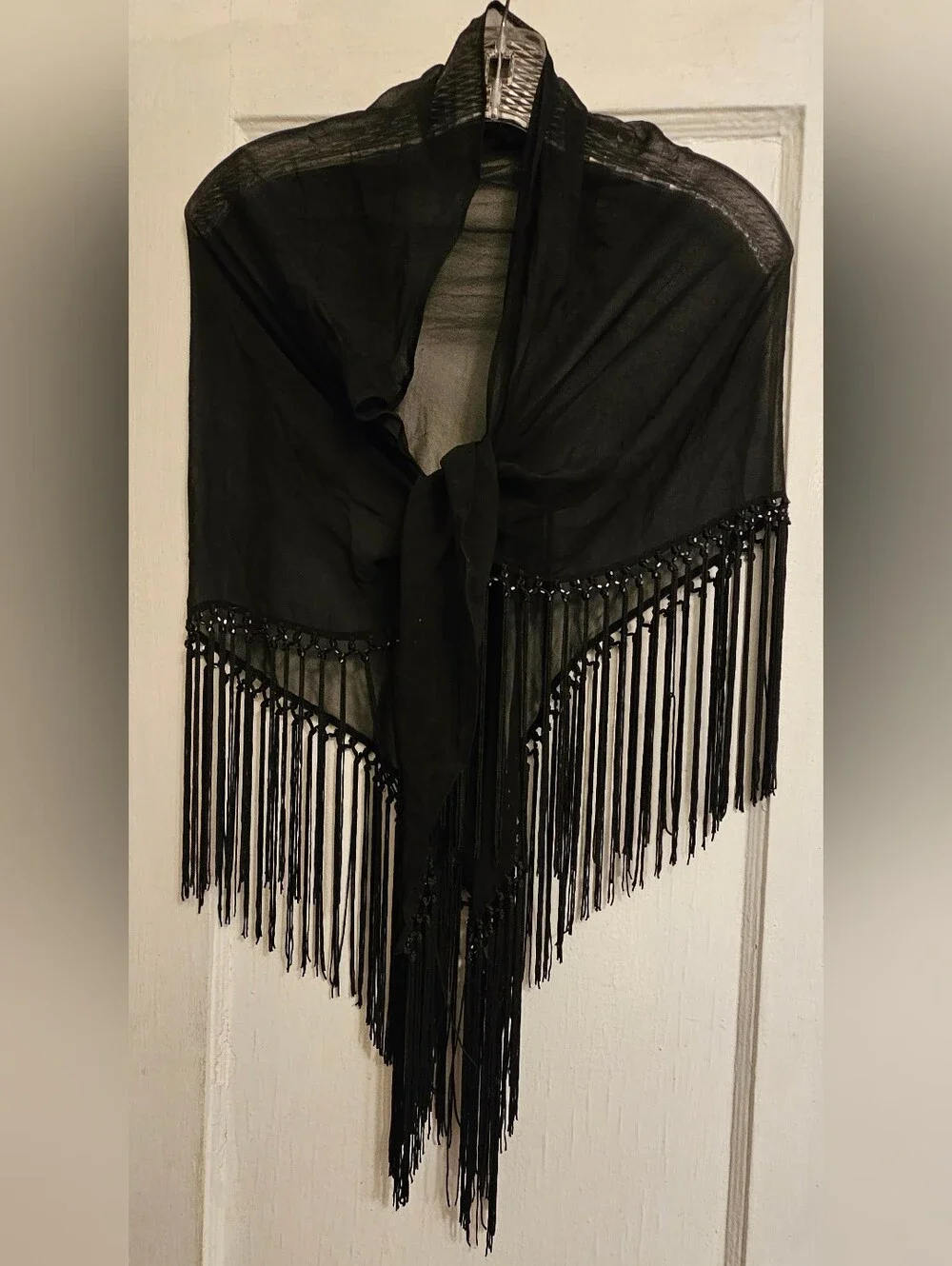 INC International Concepts Black Fringe Shawl Wrap